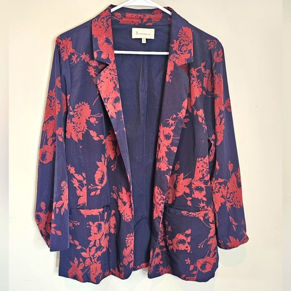 Boden Navy & Coral Floral Blazer